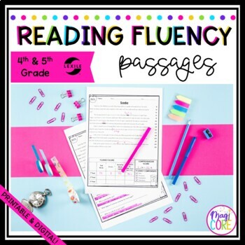 Preview of 4th & 5th Grade Reading Fluency Lexile Reading Comprehension Passages Questions