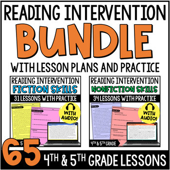 Preview of 4th & 5th Grade Reading Intervention : Printable & Digital Reading with Audio