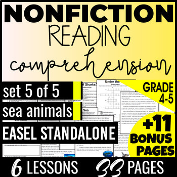 4th-5th Grade Sea Animals Nonfiction Reading Comprehension Easel Activities