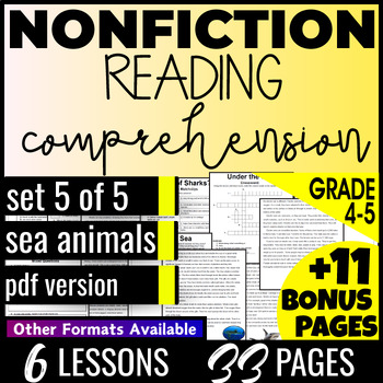 Preview of 4th 5th Grade Sea Animals Nonfiction Reading Comprehension Passages PDF