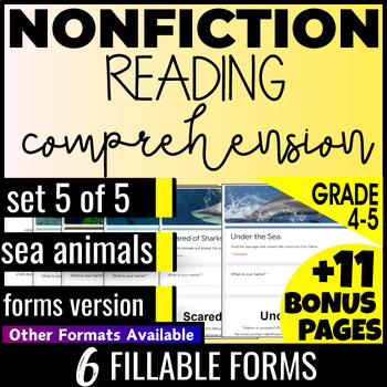 Preview of 4th 5th Grade Sea Animals Nonfiction Reading Passages and Questions Google Forms