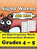 4th - 5th Grade Sight Words List #4 - Fourth 100 High Freq
