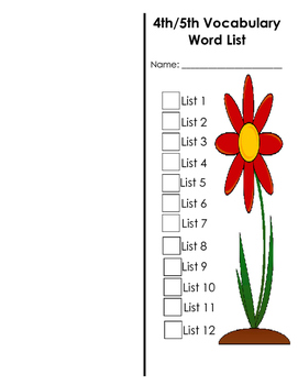 Preview of 4th/5th Grade Sight Word and Vocabulary List
