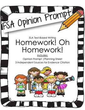 Preview of 4th/5th Grade Text-Based Writing: Homework! Oh Homework! (Opinion) FSA