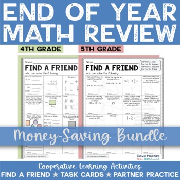 Preview of 4th & 5th Grades Math Review End of the Year Activities Cooperative Learning