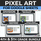 4th & 5th Winter Math Mystery Pictures and Pixel Art BUNDL