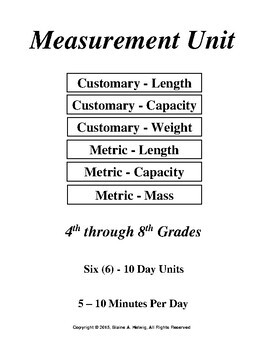 Preview of 4th - 8th Grade Math Measurement Warm-ups - FREE