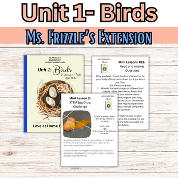 Preview of 4th-8th Grade- Unit 1- Birds- Ms. Frizzle's Elementary Science Curriculum
