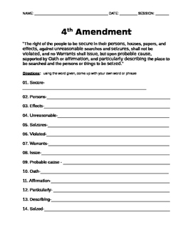 Preview of 4th Amendment Vocabulary