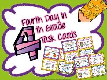 Preview of 4th Day in 4th Grade Task Cards {NOW INCLUDES DIGITAL/GOOGLE VERSION}