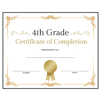 Preview of 4th Fourth Grade Graduation Diploma Certificate Award Printable 8"x 10"