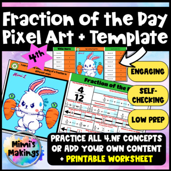 Preview of 4th Fraction of the Day & Editable Google Sheets Template Pixel Art Bundle