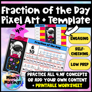 Preview of 4th Fraction of the Day & Editable Google Sheets Template Pixel Art Bundle