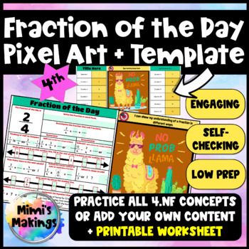 Preview of 4th Fraction of the Day & Editable Google Sheets Template Pixel Art Bundle