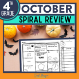 OCTOBER Spiral Review Worksheets Fall Autumn Math Activiti