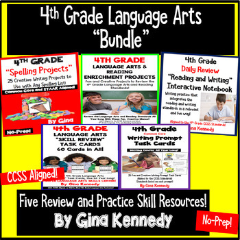 Preview of 4th Grade Language Arts Bundle, Standards Aligned Reading & Writing Projects!