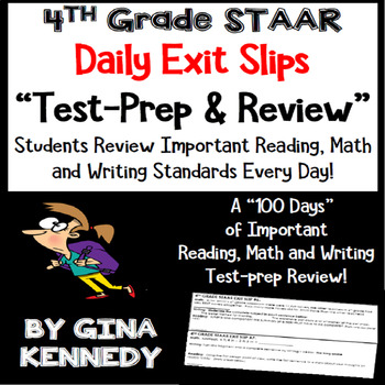 Preview of 4th Grade STAAR Math, Writing & Reading Daily Test-Prep Review Exit Slips