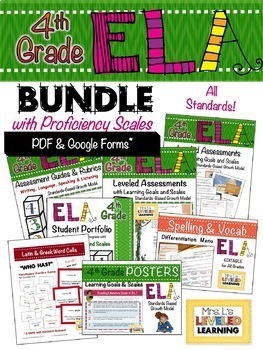 Preview of 4th Gd ELA Leveled Reading Comprehension Assessment BUNDLE -Proficiency Scales