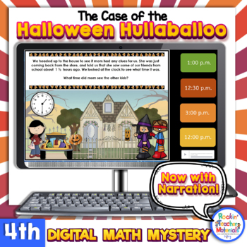 Preview of 4th Gr. Narrated Digital Math Mystery Halloween Word Problems