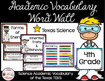 Preview of 4th Gr Texas TEKS Science Vocabulary Word Wall