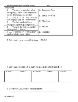 multiplication homework 4th grade