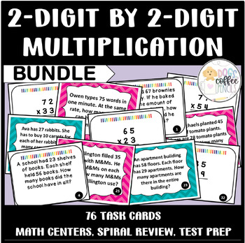 Preview of 2-Digit by 2-Digit Multiplication Math Bundle|Printable Task Cards for 4th Grade