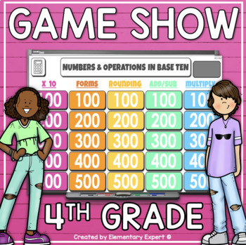 Preview of 4th Grade 4.NBT.1, 4.NBT.2, 4.NBT.3, 4.NBT.4 Jeopardy Style Game Show 