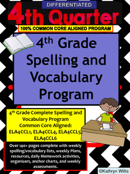 Preview of 4th Grade 4th Quarter Spelling and Vocabulary Differentiated Program