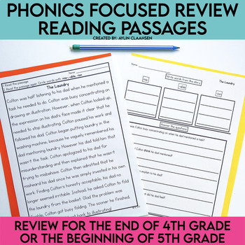 Preview of 4th, 5th Grade Phonics Reading Passages with Comprehension Questions Worksheets