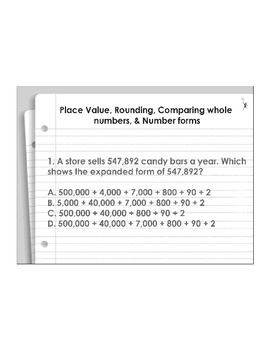 Preview of 4th Grade ActivInspire 5 question assessment Place Value 4.NBT.A.1,2,3