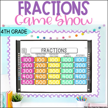 Preview of 4th Grade Add and Subtract Fractions and Mixed Numbers Math Review Game Show