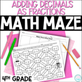 4th Grade Adding Decimals as Fractions Math Maze - Tenths 
