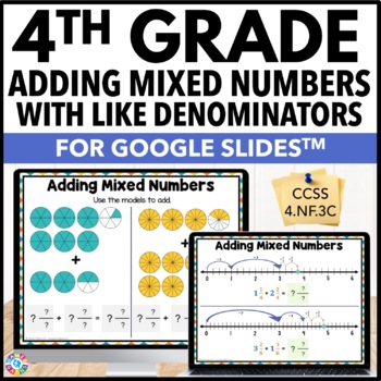 Preview of Adding Mixed Number Fractions with Like Denominators Worksheets 4th Grade Math