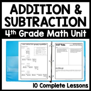 Preview of 4th Grade Adding & Subtracting with Regrouping Worksheets Bundle- Whole Numbers