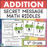 4th Grade Addition Math Riddles Secret Code Activities Sta