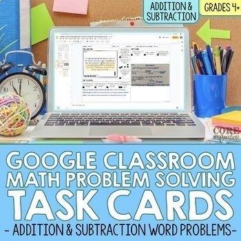 Preview of 4th Grade Addition & Subtraction Word Problem Task Cards for Google Classroom