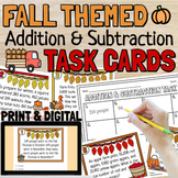 4th Grade Addition and Subtraction Fall Themed Task Cards 