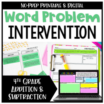 Preview of 4th Grade Addition and Subtraction Word Problems {No Prep Intervention}