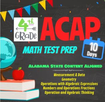 Preview of 4th Grade Alabama ACAP Math Test Prep / Standards Review - 10 Days of Practice!