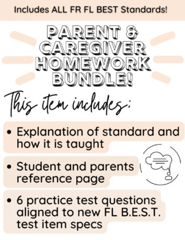 Preview of 4th Grade, All FL BEST FR Standards Parent Communication & Practice Bundle!