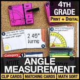 4th Grade Angle Measurement Math Centers Using a Protractor Task Cards 4.MD.6