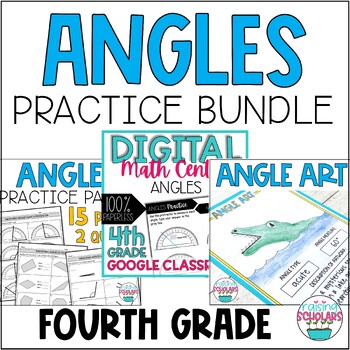Preview of 4th Grade Angle Measurement Review Practice BUNDLE