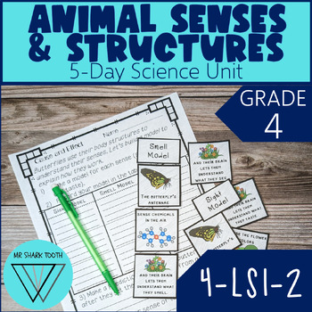 4th Grade Animal Senses & Receptors Unit: 4-LS1-2 Lesson Plan + Activities