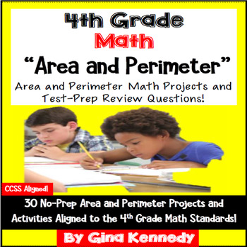 Preview of 4th Grade Area & Perimeter, 30 Enrichment Projects and 30 Test-Prep Problems