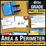 4th Grade Area & Perimeter Math Centers - 4th Grade Math Task Cards | Math Games