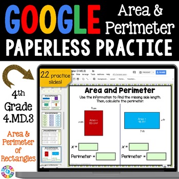 Preview of Area and Perimeter of Rectangles Worksheet Activities Missing Side Word Problems