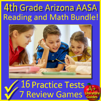 Preview of 4th Grade AASA Arizona Reading and Math Bundle! Practice Tests and Games