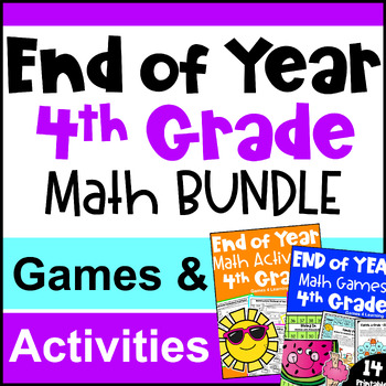 Preview of 4th Grade BUNDLE - End of Year Math Activities with Games & Worksheets