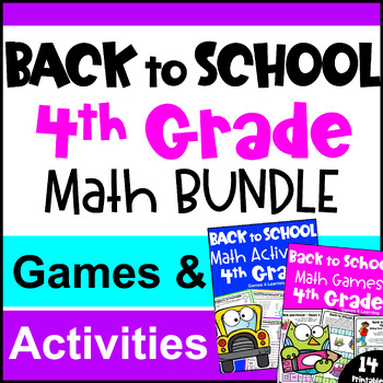 Preview of 4th Grade BUNDLE - Fun Back to School Math Activities with Games & Worksheets