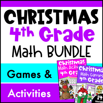 Preview of 4th Grade BUNDLE: Fun Christmas Math Activities with Games and Worksheets
